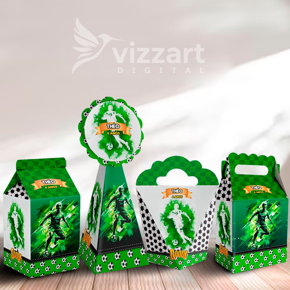 Kit Caixinhas Personalizadas Futebol - Festa Personalizados - Lembrancinhas para Festa aniversario times seleçao