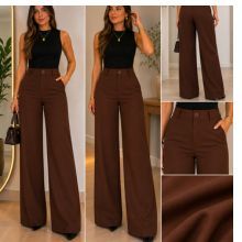 Calça Alfaiataria Feminina Pantalona Wide Leg Cintura Alta Social Elegante Moda Tendência 2026