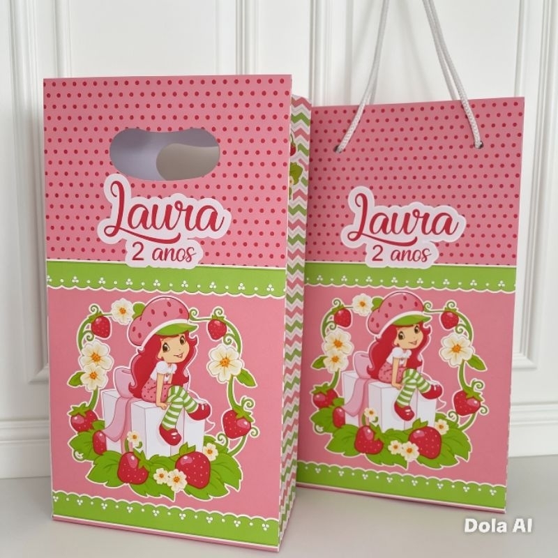 SACOLINHA PEGUE E MONTE PERSONALIZADA MORANGUINHO, MIMO PARA FESTA, LEMBRANCINHA DE ANIVERSÁRIO, PERSONALIZADO