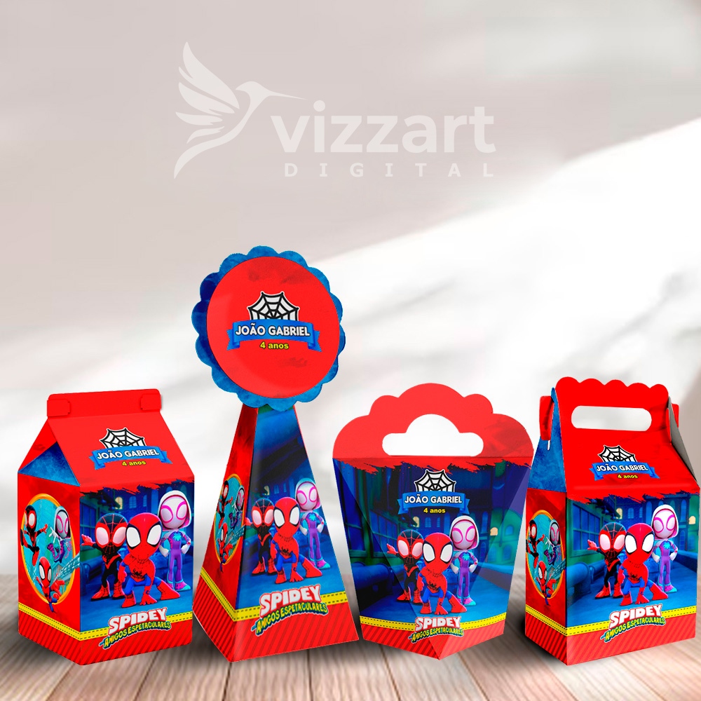 Kit Caixinhas Personalizadas Spidey e seus amigos espetaculares - Festa Personalizados - aranha Lembrancinhas  Festinha