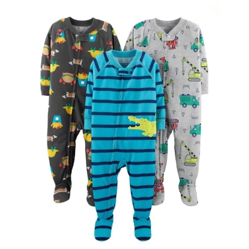 Macacão infantil Simple Joys by Carter's 100% poliéster pijama longo bebê menina menino com zíper