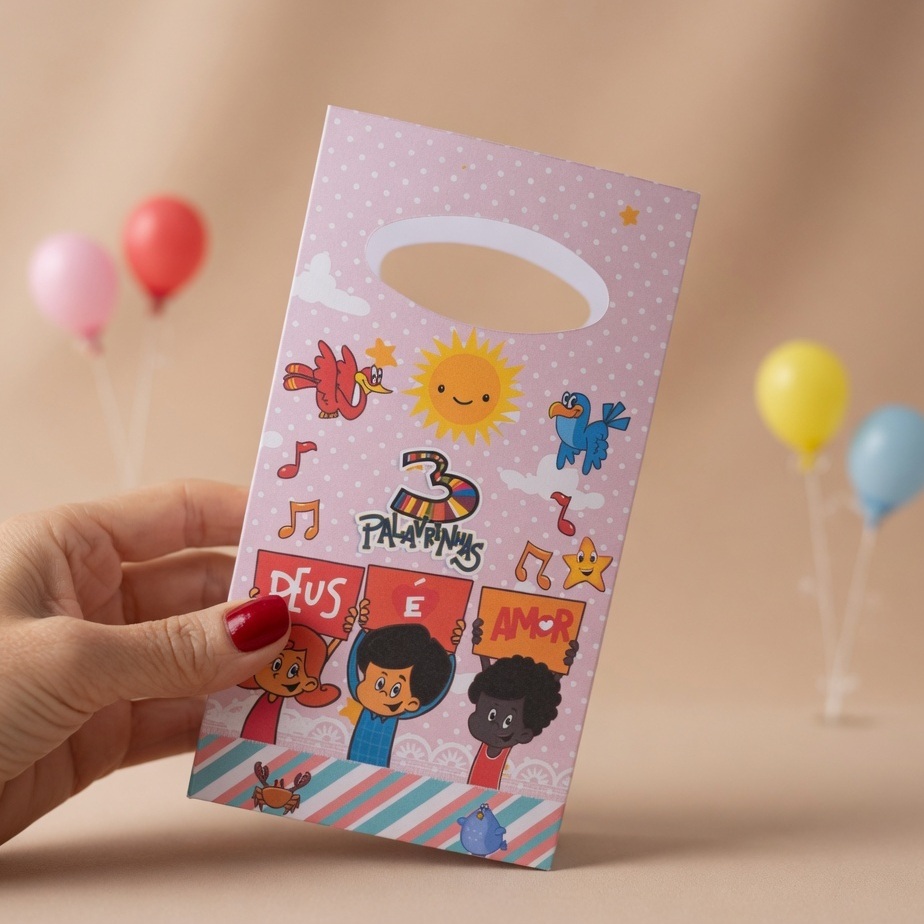 Sacolinha P 3 Palavrinhas/ Para Festa Infantil/ Lembrancinha para Aniversário