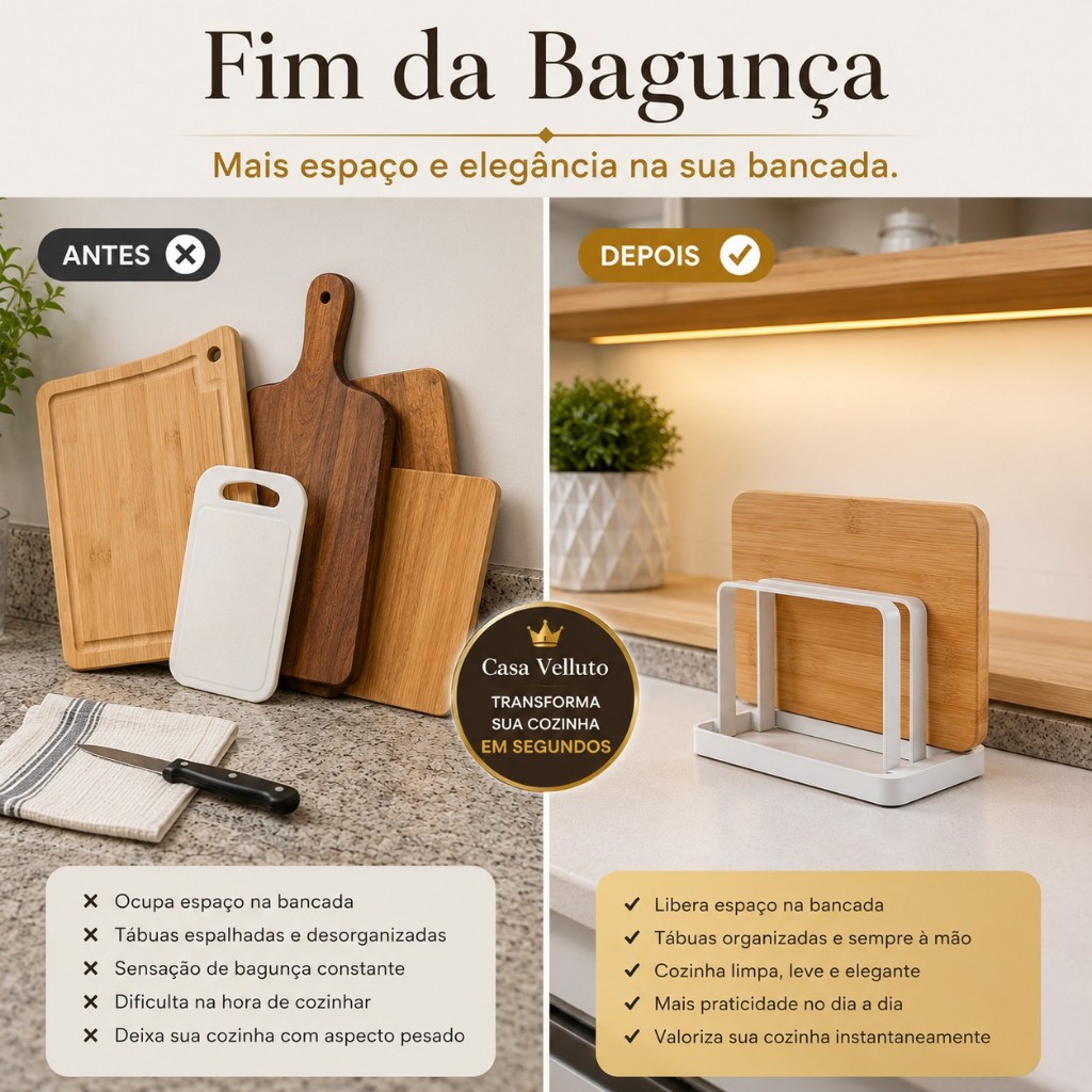 Tábua suporte para tábua de corte • organizador de cozinha • porta tábua bambu •  cozinha moderna • supor
