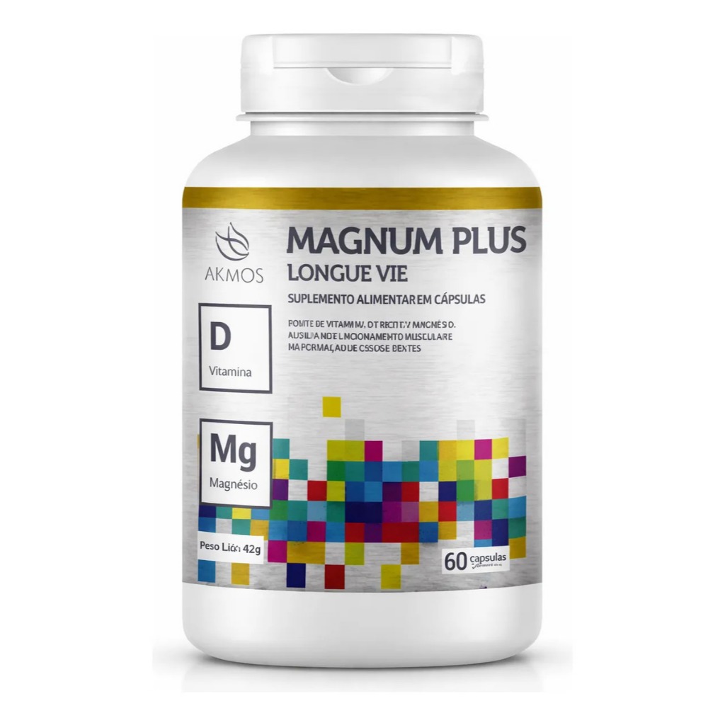 Magnum Plus Akmos Vitamina D + Magnésio 60 Cápsulas