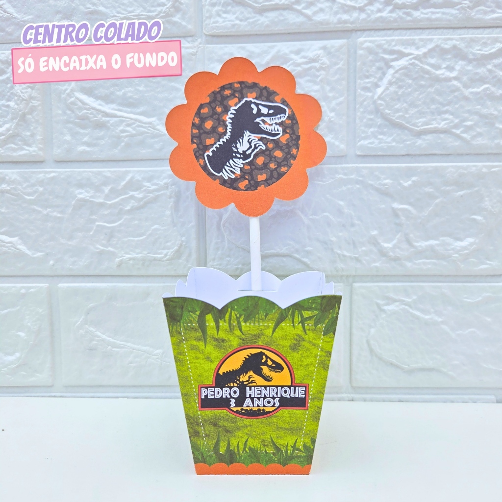 Cachepô Centro de Mesa Dinossauro | Personalizado | Lembrancinha de Festa | Aniversário