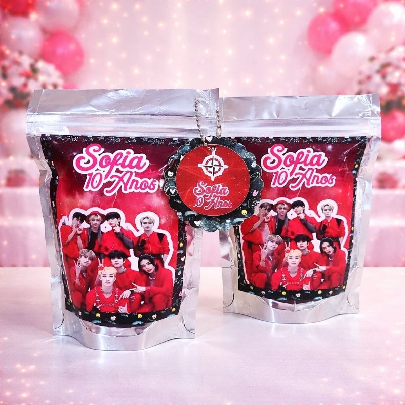 Saquinho Metalizado Personalizado Straykids - Lembrancinha/Decoração/ Festa Kpop/ Straykids