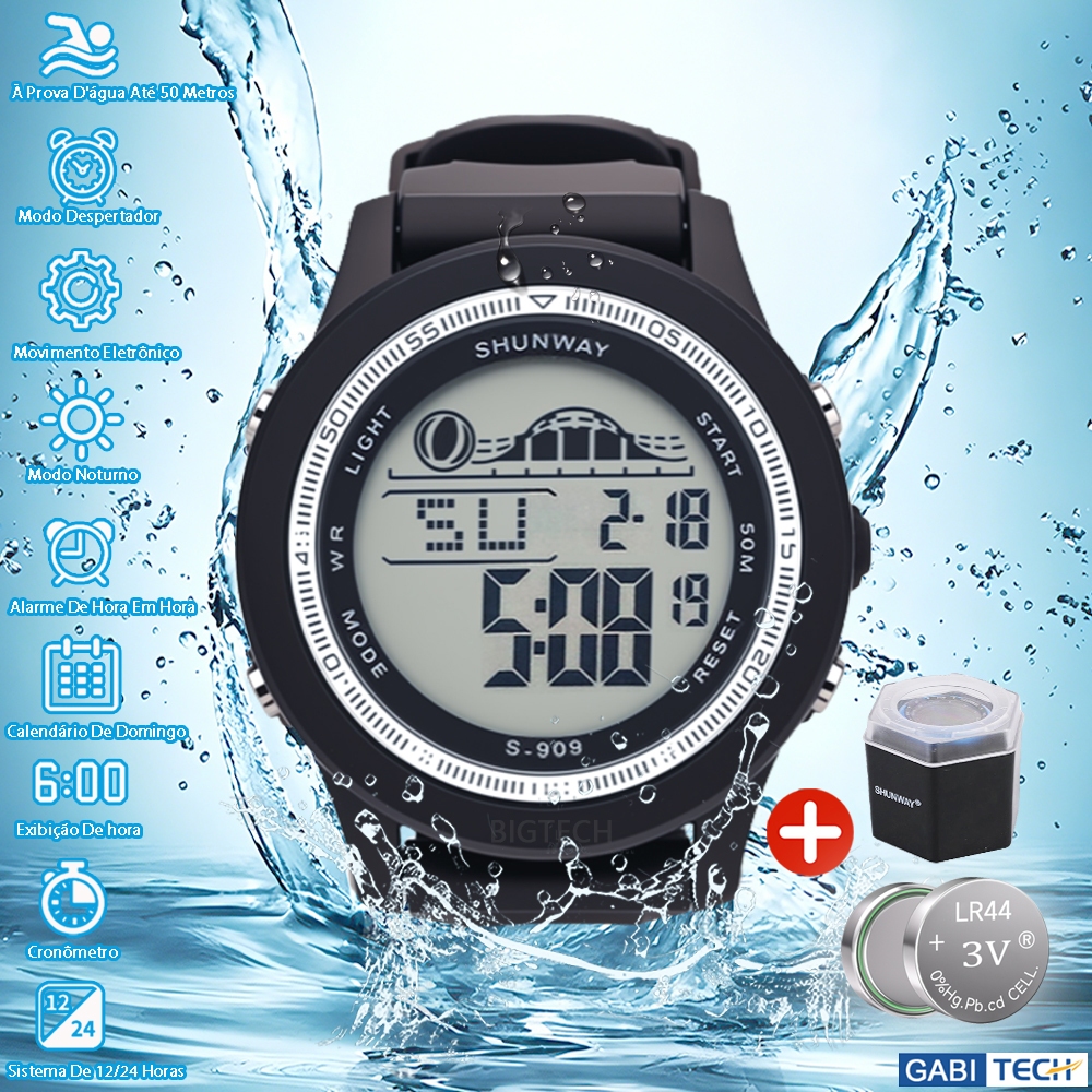 Relógio Relogios Masculino Digital A Prova D 'Água Eletrônico Multifuncional Original Com Led Militar Luxo Esportivo