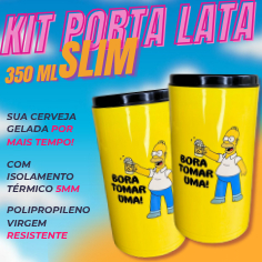 2 Porta Lata Palito Grande Slim 350ml Térmico Suporte Cerveja Homer Simpson