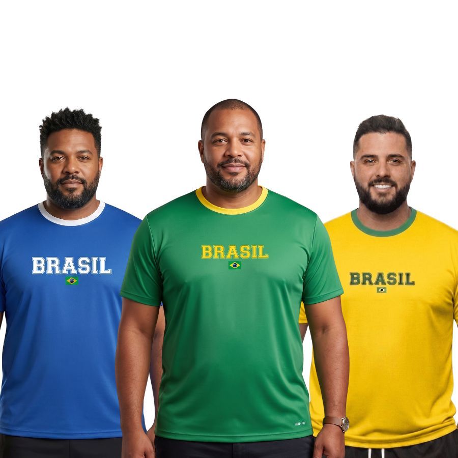 Kit 3 Camisetas Masculina do Brasil Confortavel Leve Casual