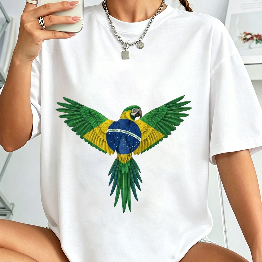 Camiseta Feminina Blusa Brasil Arara -T-shirt Copa do Mundo 2026 |100% Algodão Premum