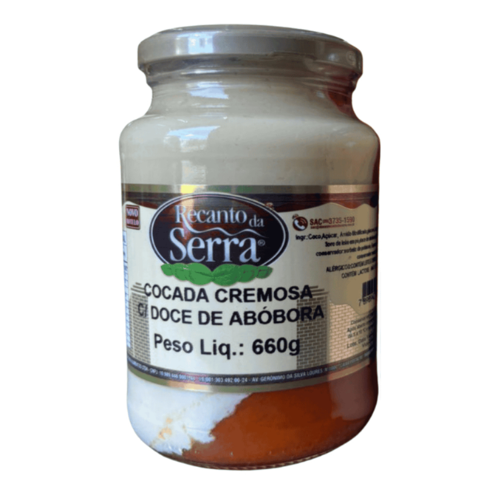 Cocada Cremosa Recanto da Serra 660g Doce de Minas Uai Sabores