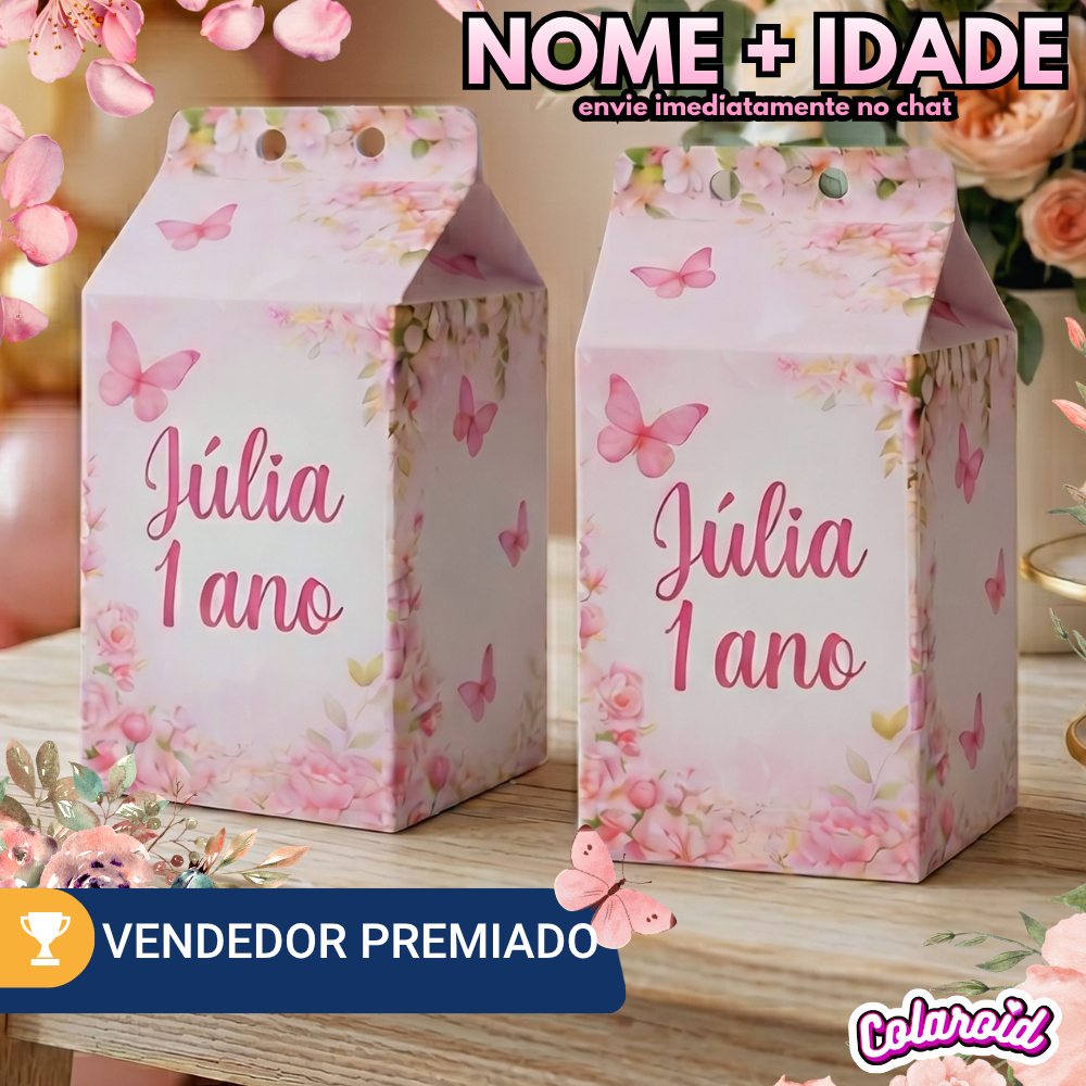 Caixinha Milk Jardim Encantado Personalizada – kit 10 a 100 und - Envio Rápido – Lembrancinha festa
