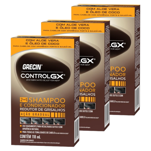 Kit 3x Grecin Control GX Shampoo e Condicionador 2x1 118ml