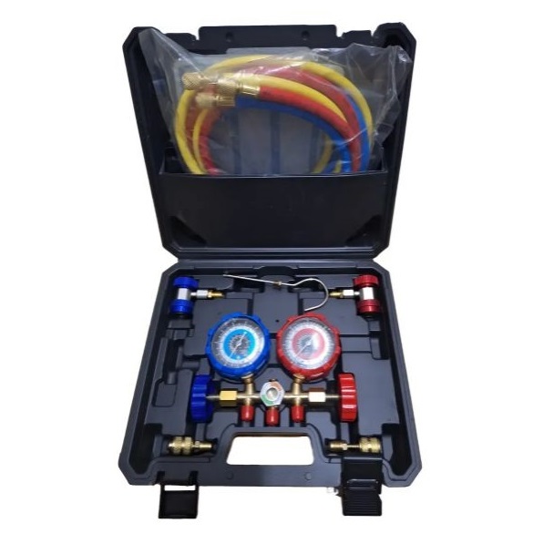 Kit Medidor De Pressão Manifold Refrigeração Com 3 Vias R134