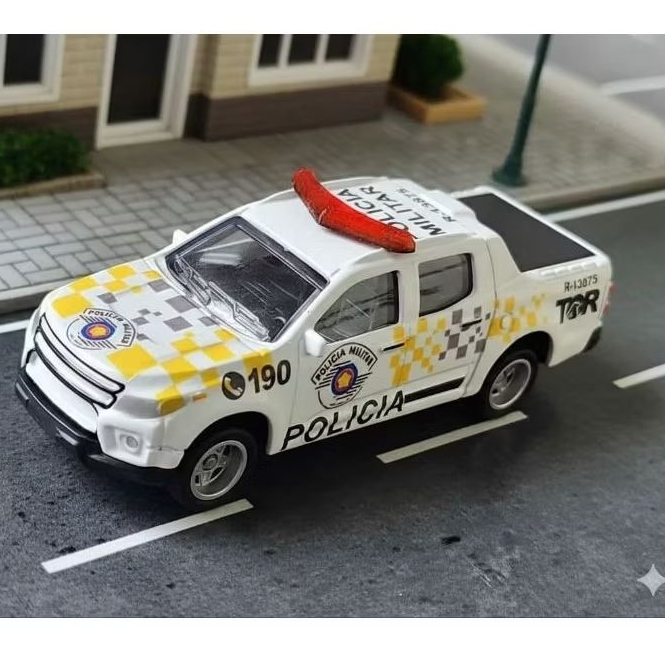 VIATURA PMSP RODOVIÁRIA ESTADUAL DE SP TOR CHEVROLET S10 MARCA CKS EM METAL ACOMPANHA EMBALAGEM DE ACETATO TAMANHO 7CM