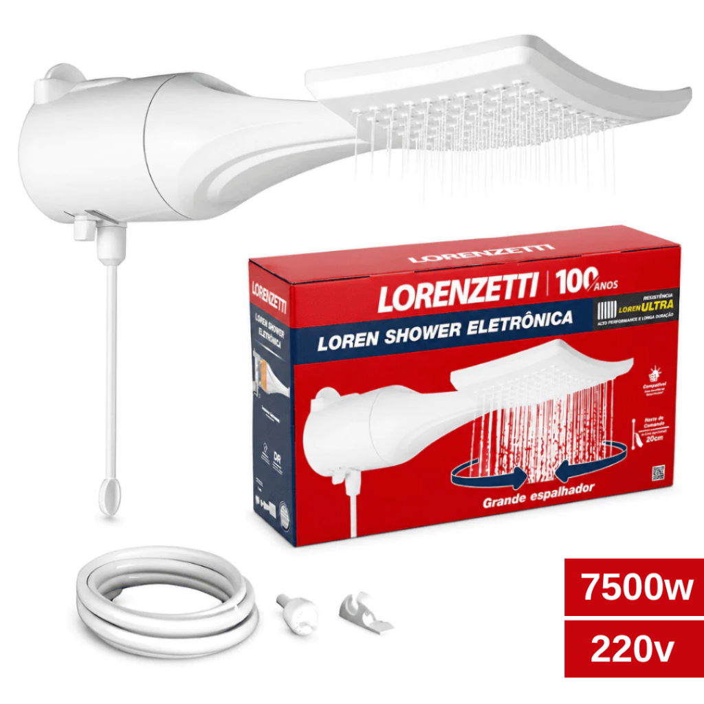 Chuveiro Lorenzetti Loren Shower Ultra Eletrônico Branco 7500W 220v Branco
