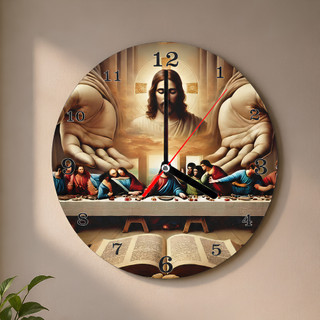 Relógio de Parede Jesus Decorativo MDF 20x20 com Impressão UV Vários Temas