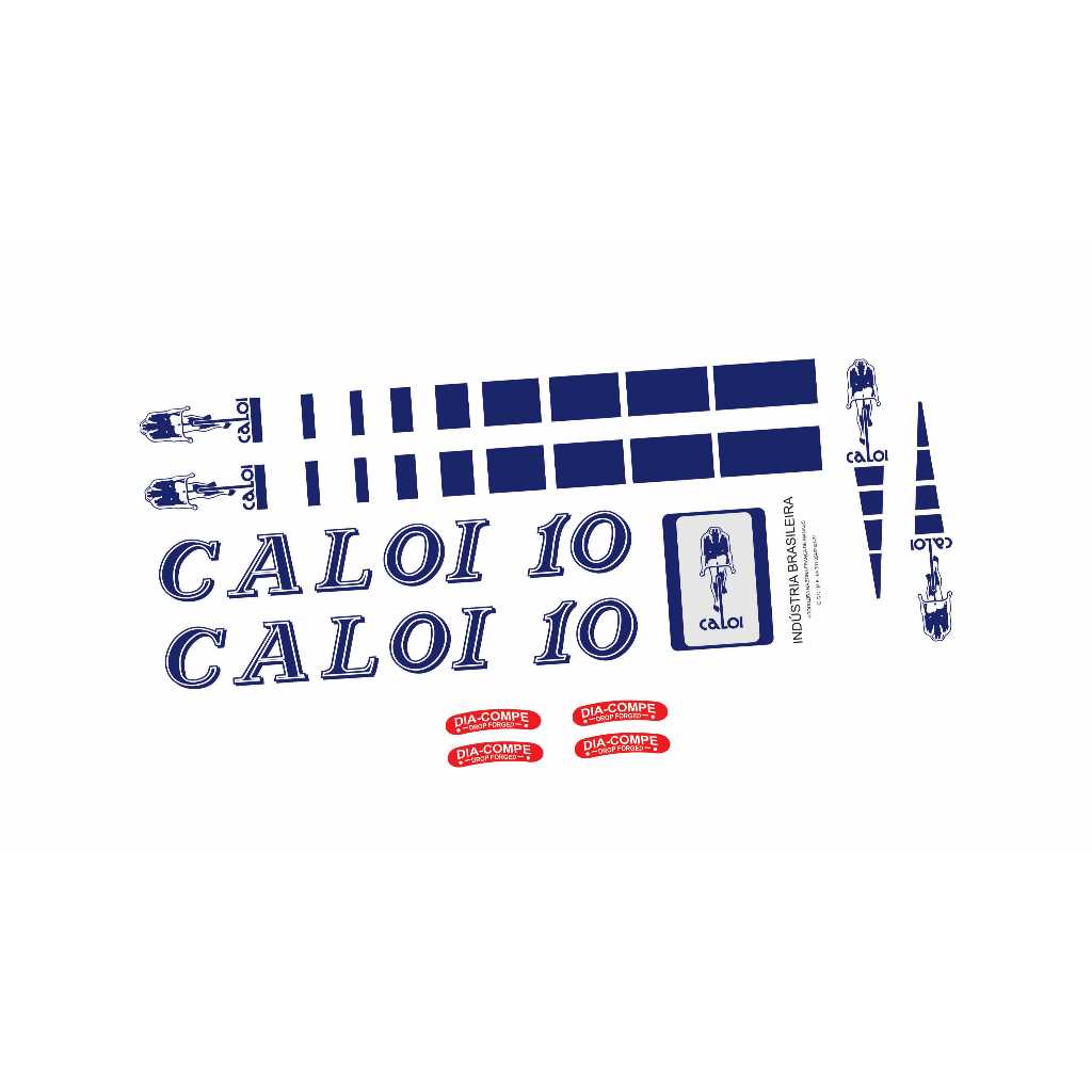 Kit Adesivos Bicicleta Caloi 10 1981 A 1984 Azul Marinho