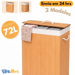 Cesto de Roupa 72L em Bambu com Tampa – Redondo ou Quadrado, Organizador para Casa UT-88 UT-89