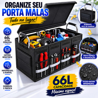 Bolsa Organizadora Porta Malas Dobrável 66L Oxford Impermeável Multiuso Carro Viagem Ferramentas Premium Resistente