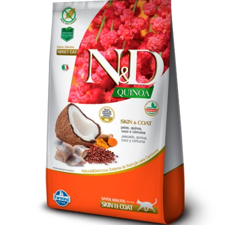 Ração Quinoa Skin N&d Para Gatos Adultos Sabor Peixe 7,5kg