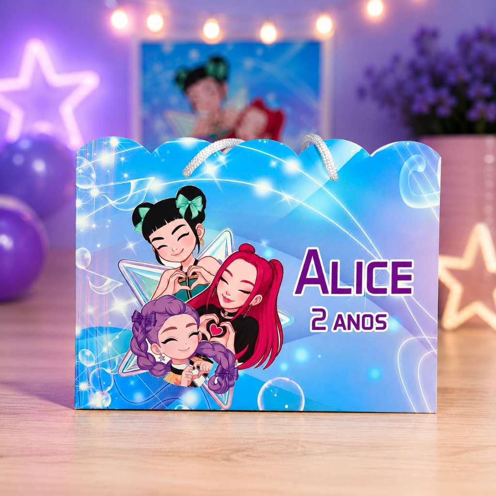 Sacolinha Personalizada pegue e monte Guerreiras do kpop Festa sacolinha surpresa festa infantil