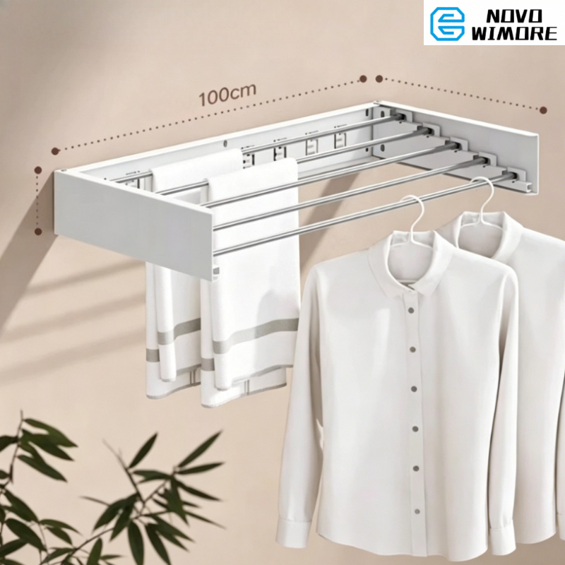 [HWC] Varal Dobrável de Parede, Retrátil e Compacto, Secador de Roupas Multiuso para Casa (80-100CM)