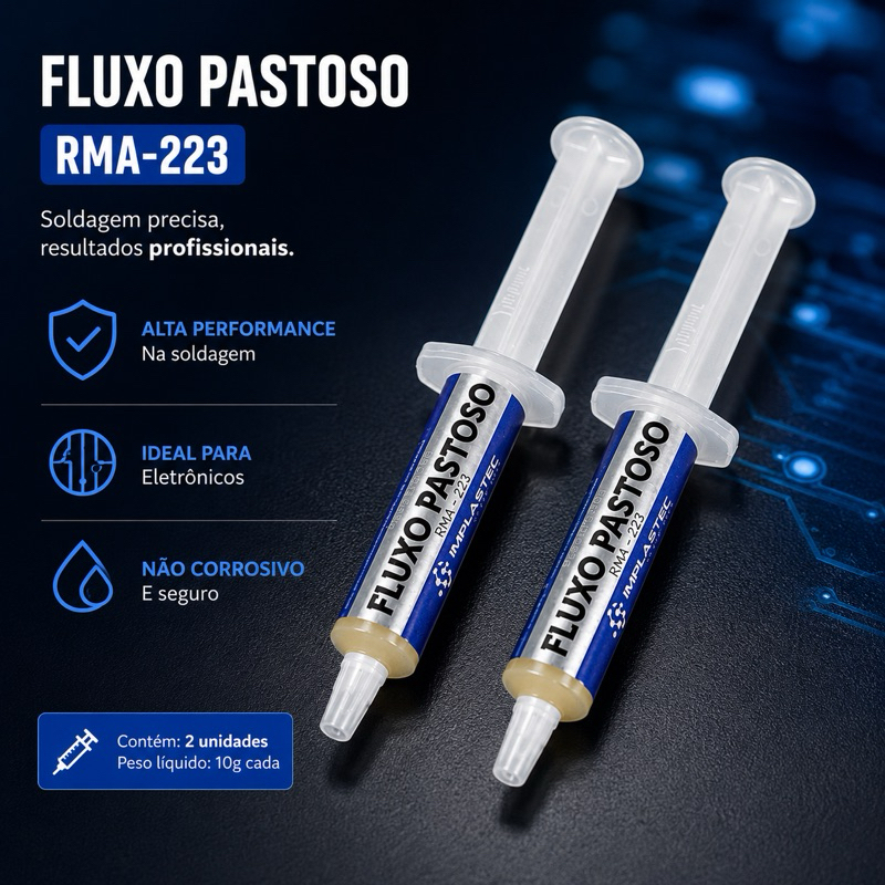 Kit 2 un Fluxo Pastoso Rma-223 10g Bga Reballing Reflow Implastec