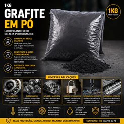 1kg Grafite em Pó - Agricultura, Lubrificação à seco de sementes e plantadeiras