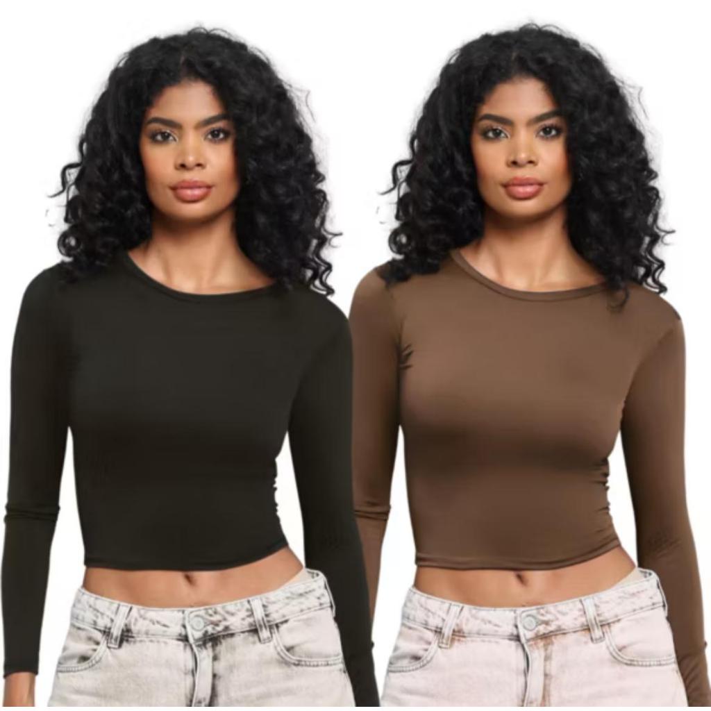 kit 2 blusa feminina manga longa blusinha inverno de compressão