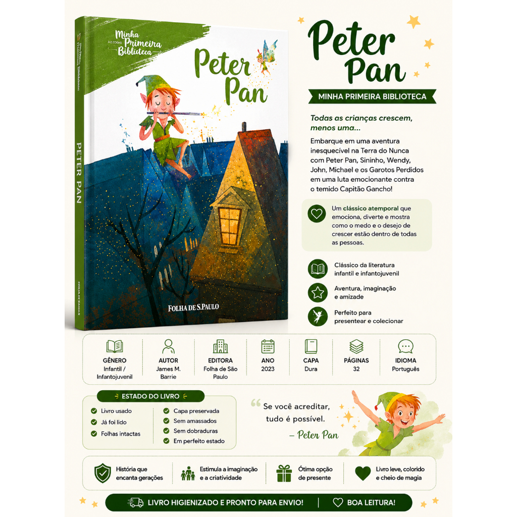 Livro Peter Pan Minha Primeira Biblioteca | Capa Dura Infantil | James M. Barrie