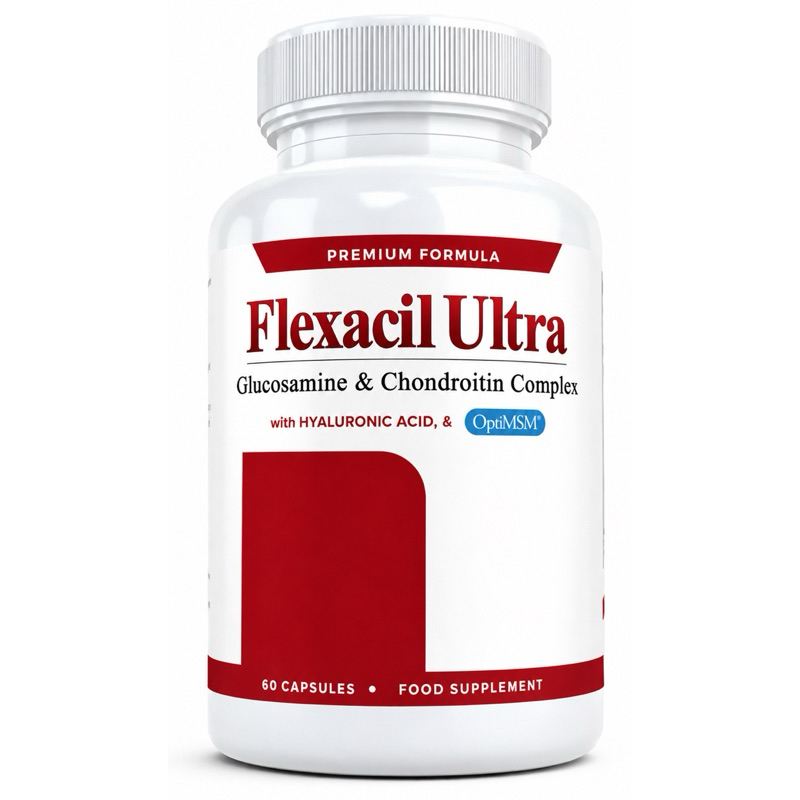 Suplemento alimentar a base de Glucosamina, Condroitina, MSM e Ácido Hialurônico - Flexacil - 60 Cápsulas