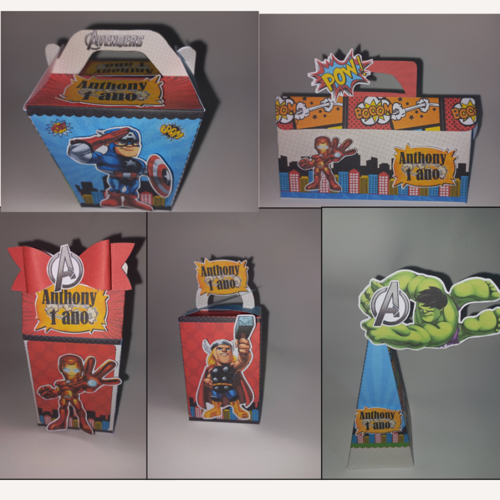 Kit Caixinhas Personalizadas para Festa Infantil | Lembrancinha de Aniversário | Tema Vingadores