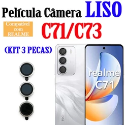 (KIT3PCS)Películas De Câmera Para REALME C71/C73 Vidro Temperado Com Anel Metal Anti-Arranhão