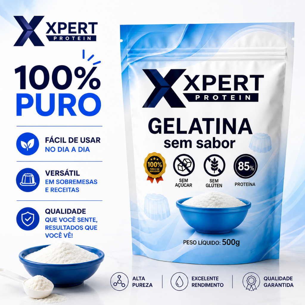 Gelatina Bovina em Pó Sem Sabor Incolor 250g - 1kg