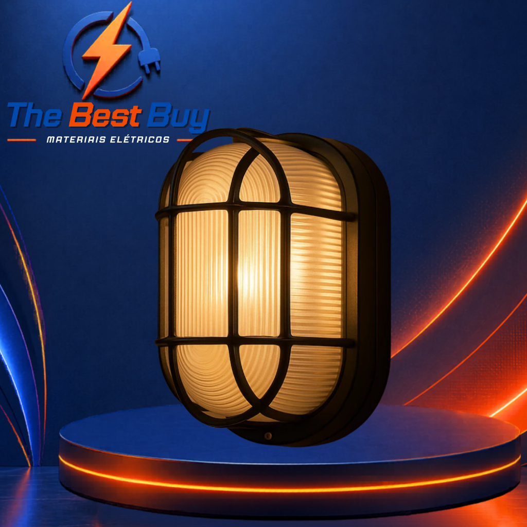 Arandela Oval Tartaruga LED E27 IP65 Preta – Ideal para Ambientes Externos | The Best Buy