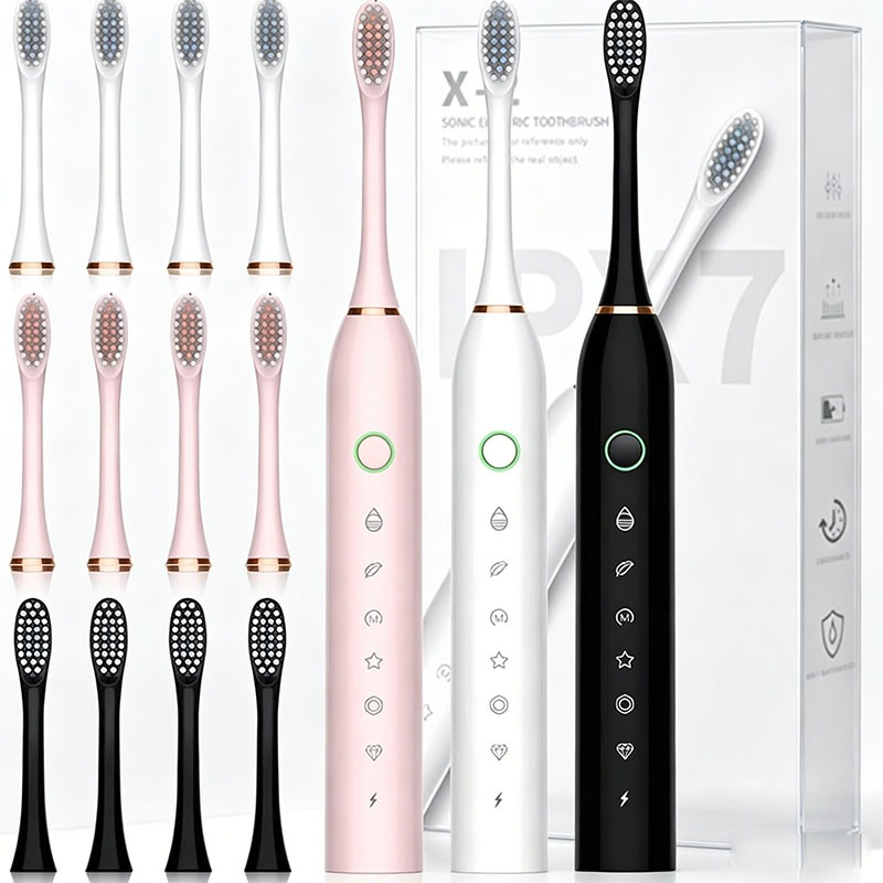 Escova de Dente Elétrica Ultrassônica Recarregável USB Limpeza Profunda Cerdas Macias | 6 Modos | Proteção Gengival