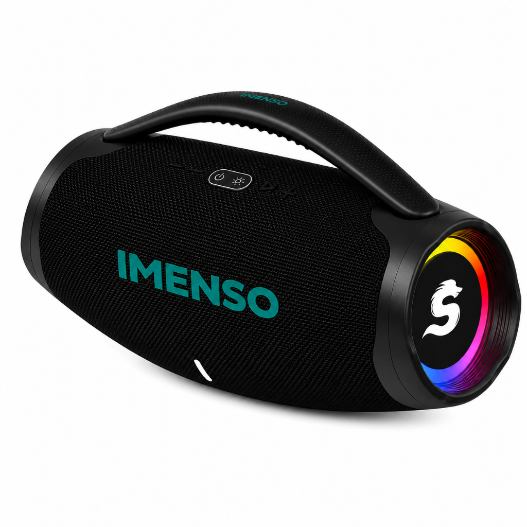 Caixa De Som IMS-X35 B 60W Bluetooth Portátil RGB IPX5 TWS USB AUX FM Som Limpo IMENSO