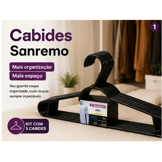 Cabides Sanremo ClosetMax Resistentes Funcionais Mais Espaço e Organização no Guarda-Roupa
