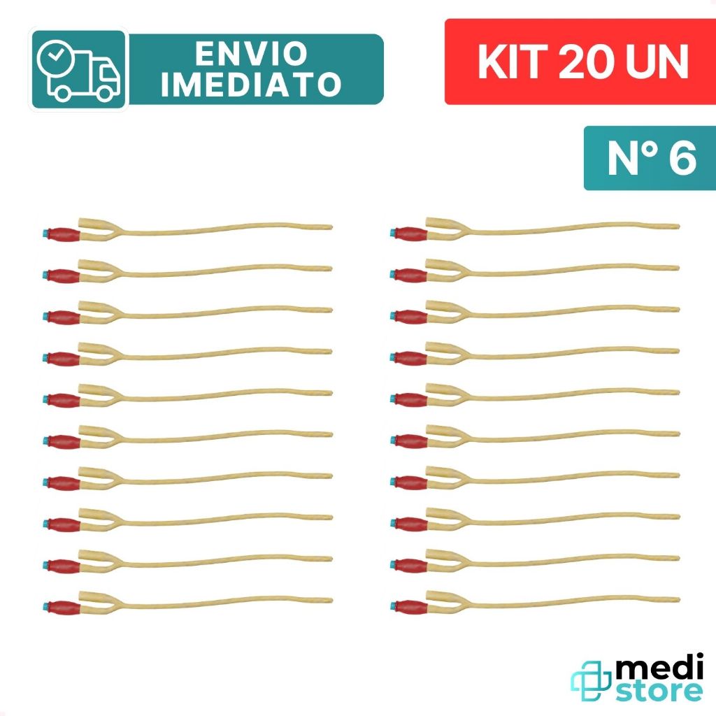 Kit com 20 - Sonda Foley Látex 2 Vias Tamanho 06FR - Medix - Envio Imediato