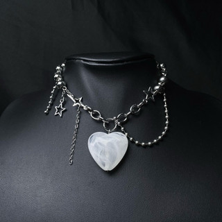 Colar unissex Coração de vidro chocker whimsigoth aesthetic goth CyberPunk Acessório Pingente estrela Corrente
