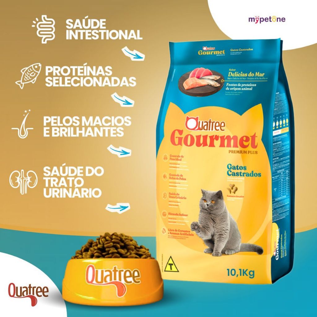 Ração Quatree Gourmet Gatos Castrados Delícias do Mar - 10,1Kg · foto 2