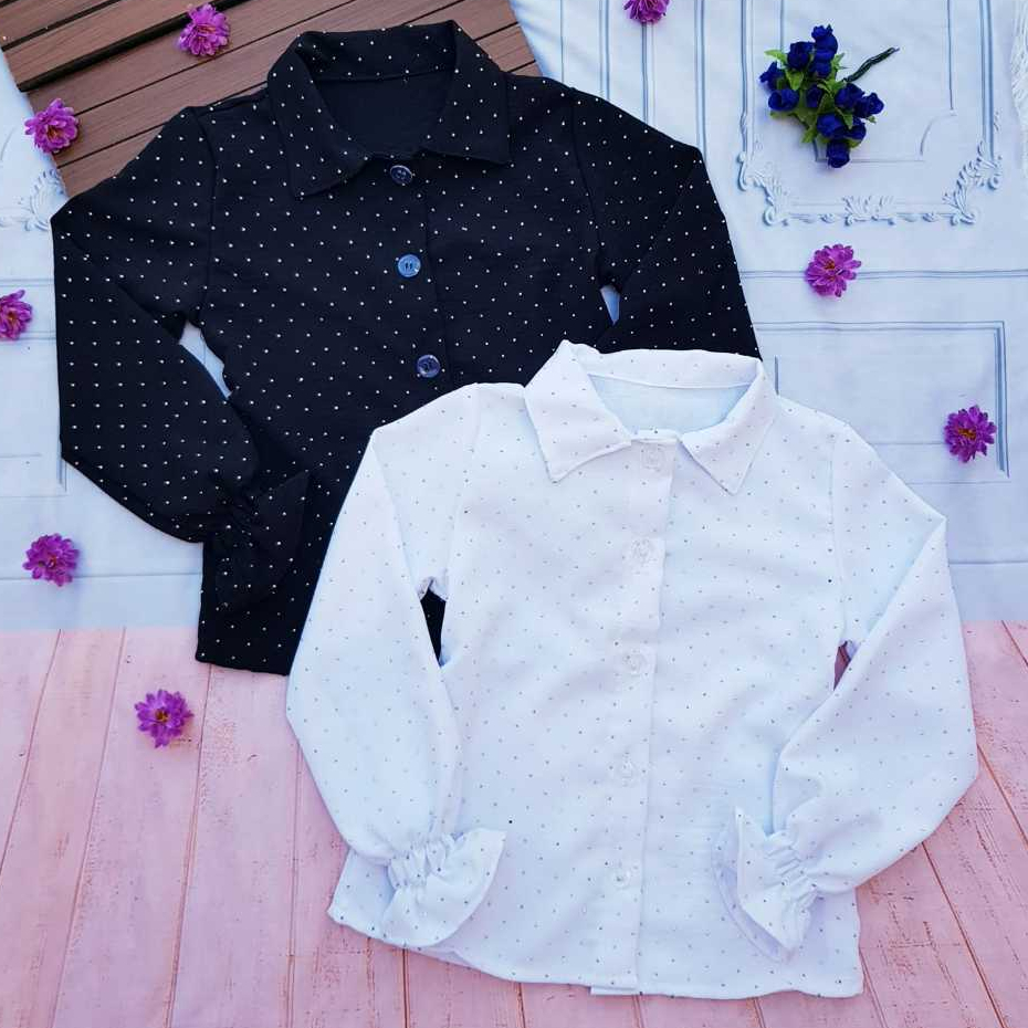 Camisa Social Infantil Menina Manga Longa Infantil com Strass  4 Anos