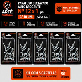 Kit Parafuso Sextavado Auto Brocante Com Arruela 12x1" e Parafuso Sextavado Soberba 3/16" Alta Resistência