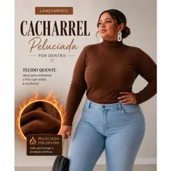 Cacharrel Flanelada Gola Alta Plus Size Feminina Confortável GG a G2