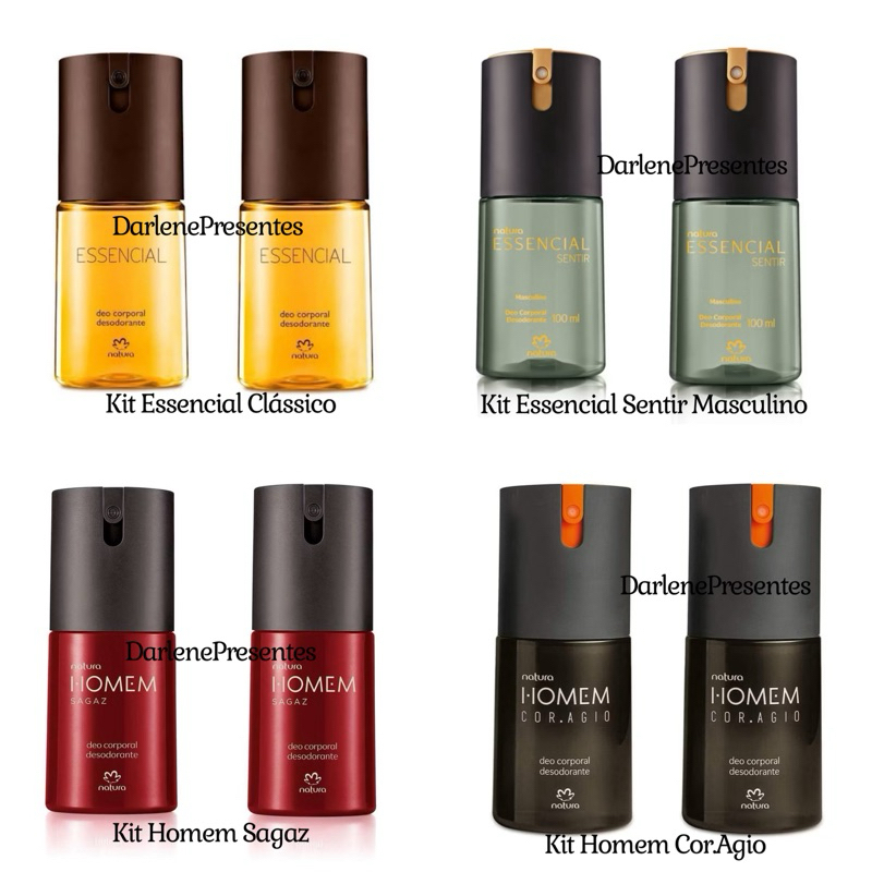 Kit 2 Desodorantes Corporal Masculino Natura, homem tradicional, sentir, sagaz, essence, coragio, urbe, pulso,aventura,