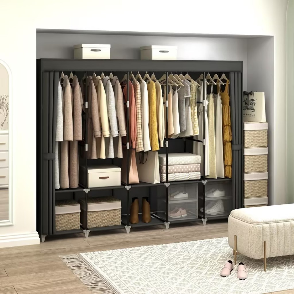Guarda Roupa Portátil Dobrável com Ziper Organizador De Roupas Armário de Roupa Multifuncional