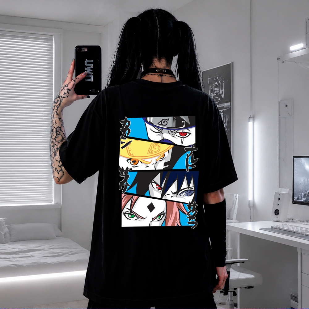 Camiseta Anime Naruto Equipe da Folha Oversized Premium Streetwear / Academia / Casual