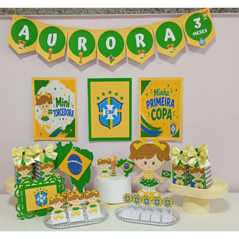 kit festa Brasil menina, copa do mundo Brasil, decoração Brasil, só um bolinho