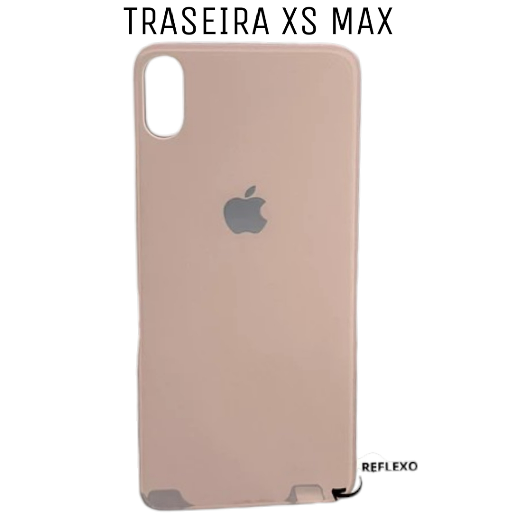 Tampa Traseira Para Iphone XS Max Rosê Branco Com Maçâ Não Refletivel Maçã Não Espelhada